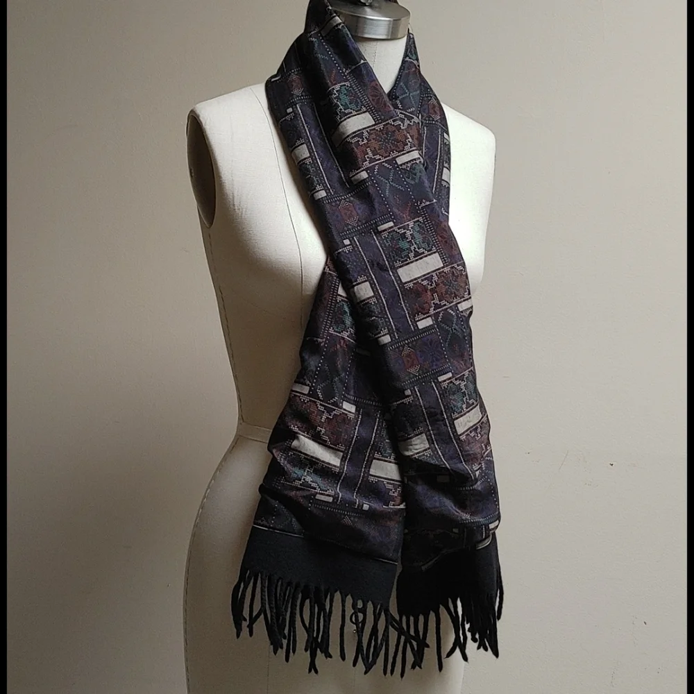 Vintage Italian Wool & Silk Winter Scarf